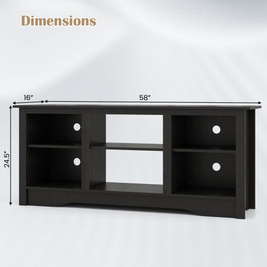 TV Stand for up to 65 Inch Flat Screen TVs with Adjustable Shelves for 18 Inch Electric Fireplace (Not Included)-Black