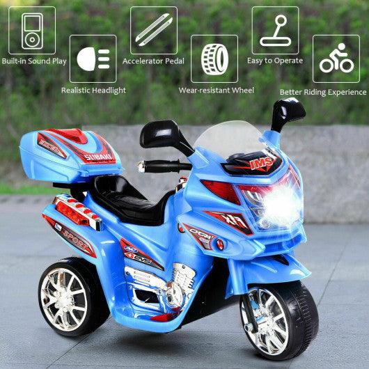 20-day Presell 3 Wheel Kids Ride On Motorcycle 6V Battery Powered Electric Toy Power Bicyle New-Blue