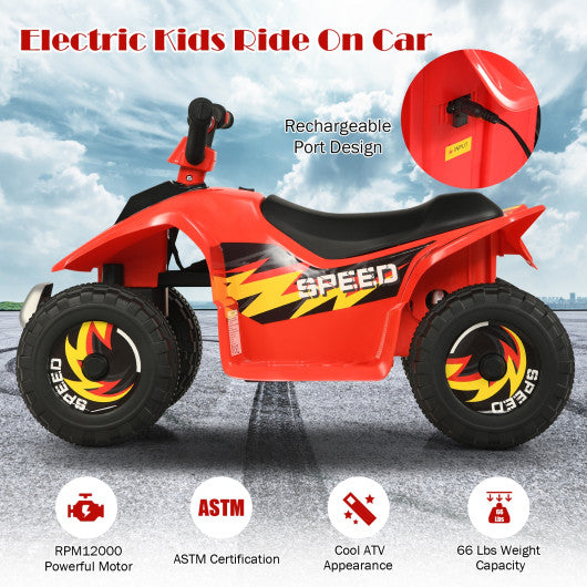 6V Kids Electric ATV 4 Wheels Ride-On Toy-Red