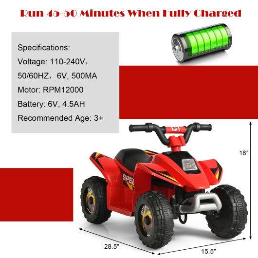 6V Kids Electric ATV 4 Wheels Ride-On Toy-Red