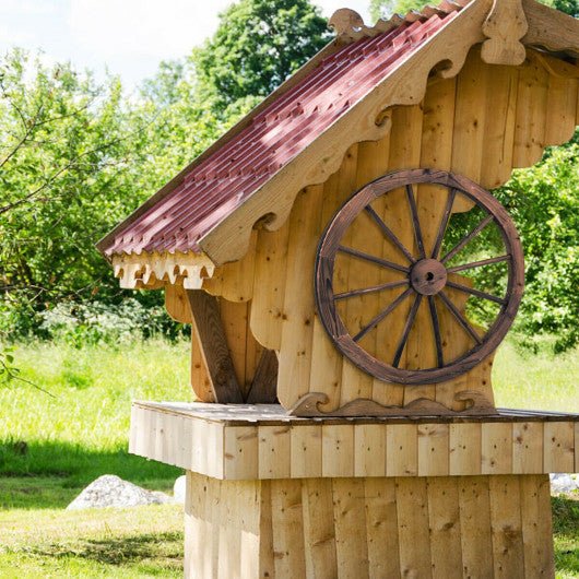 Set of 2 30-inch Decorative Vintage Wood Wagon Wheel